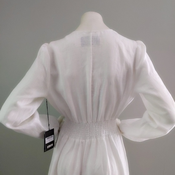 New! 🎉HP🎉 Reformation Chantal White Linen Prairie Wedding Maxi Dress L - Picture 6 of 7